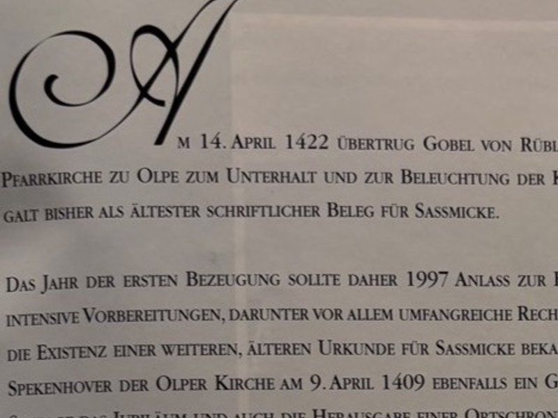 „Saßmicke - Bausteine zur Geschichte“ 1997, Stadtarchiv Olpe